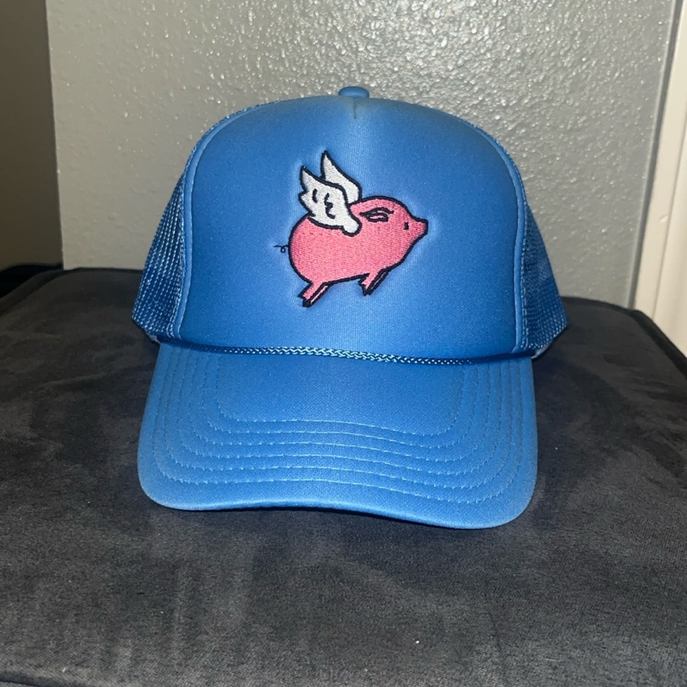Blue “PIGS FLY EAST” Trucker Hat